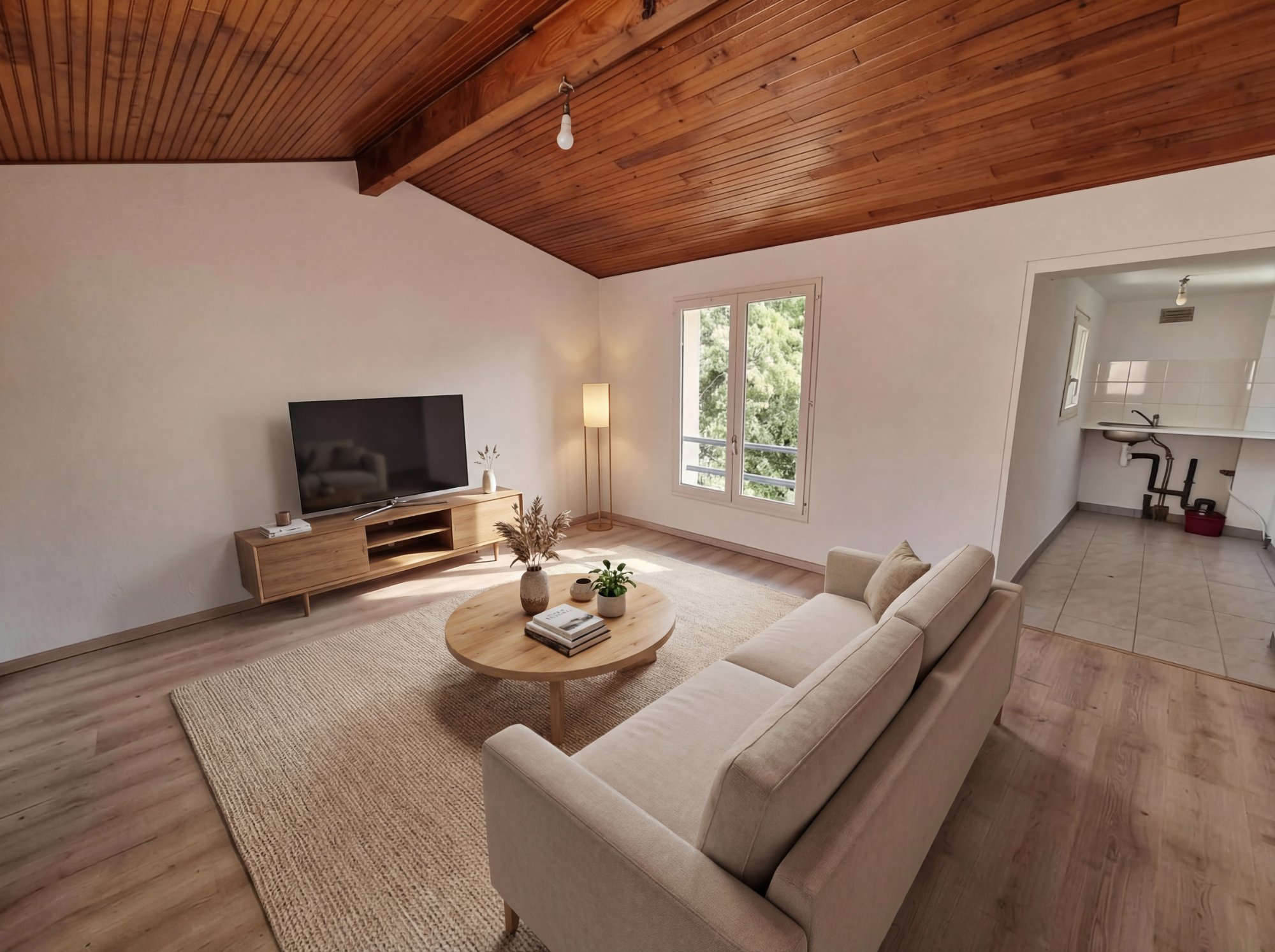 Séjour maison meublé après staging